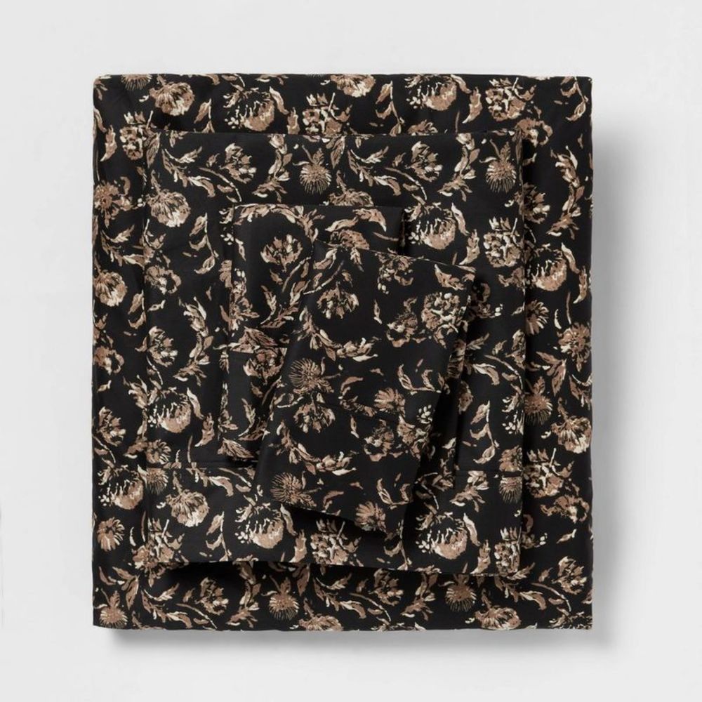 Threshold Black and Tan Floral Bedding Sheets